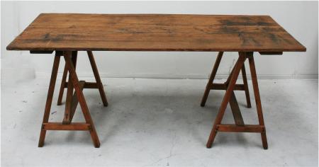 French 19th Century Studio Trestle Work Table