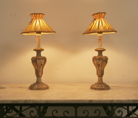 Pair Of Venetian Polychrome Lamps