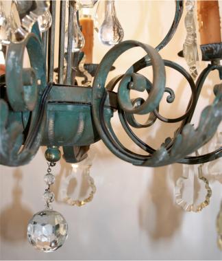 French Verdigris Régence Style Chandelier
