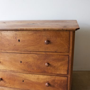 19th Century, Golden Walnut Chest Of Drawers 