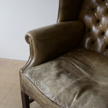 Georgian Style Leather Wingback Armchair