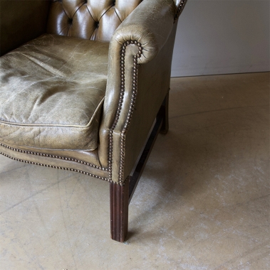 Georgian Style Leather Wingback Armchair