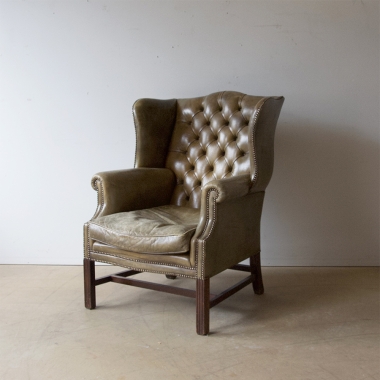 Georgian Style Leather Wingback Armchair