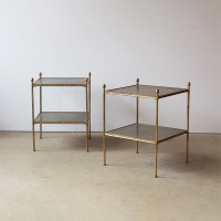 A Pair Of French Brass And Leather Side Tables 