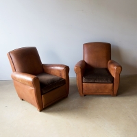 Pair Of French 1930's Leather Club Chairs