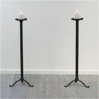 Pair of French Iron Candlesticks 