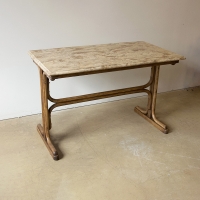 French Bentwood Bistro Table With Marble Top