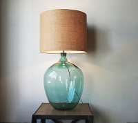 Beautiful Turquoise Glass Bottle Lamp